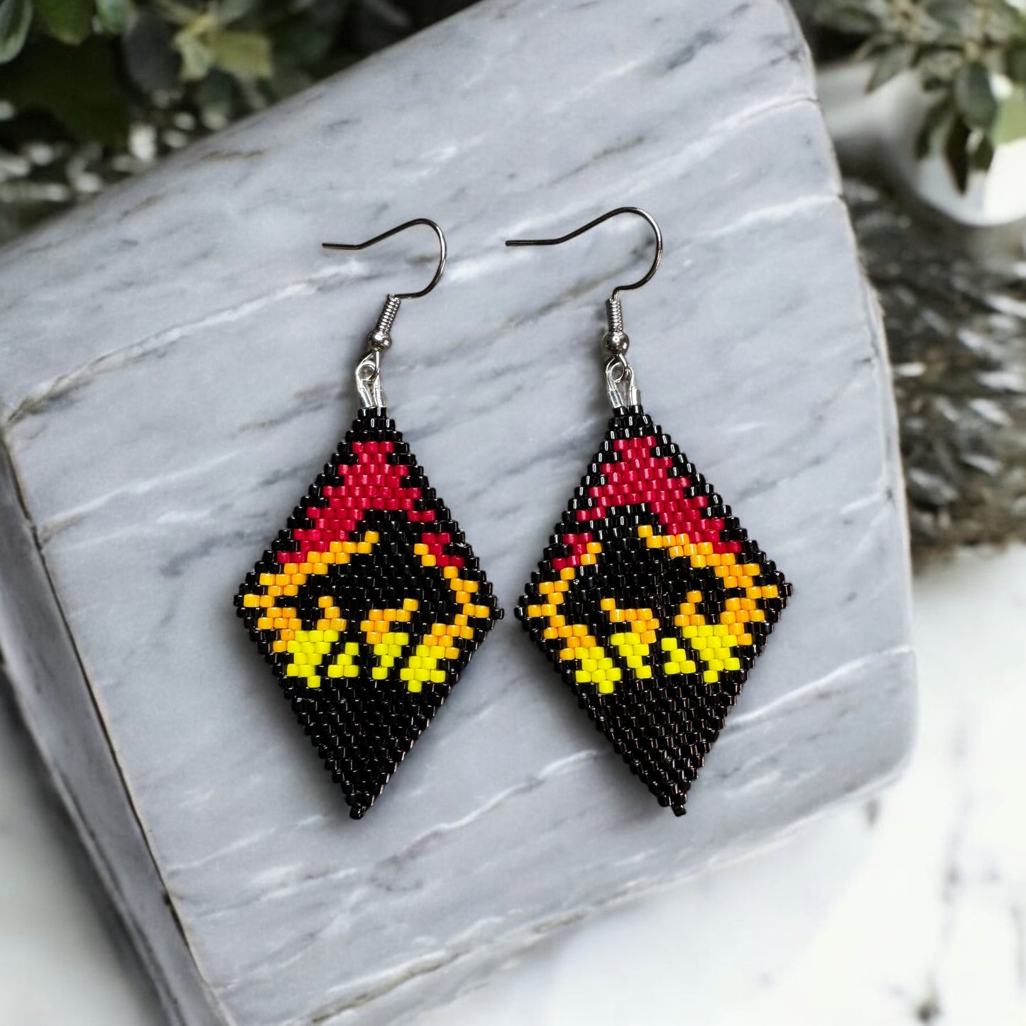 Diamond shape Beaded Earrings