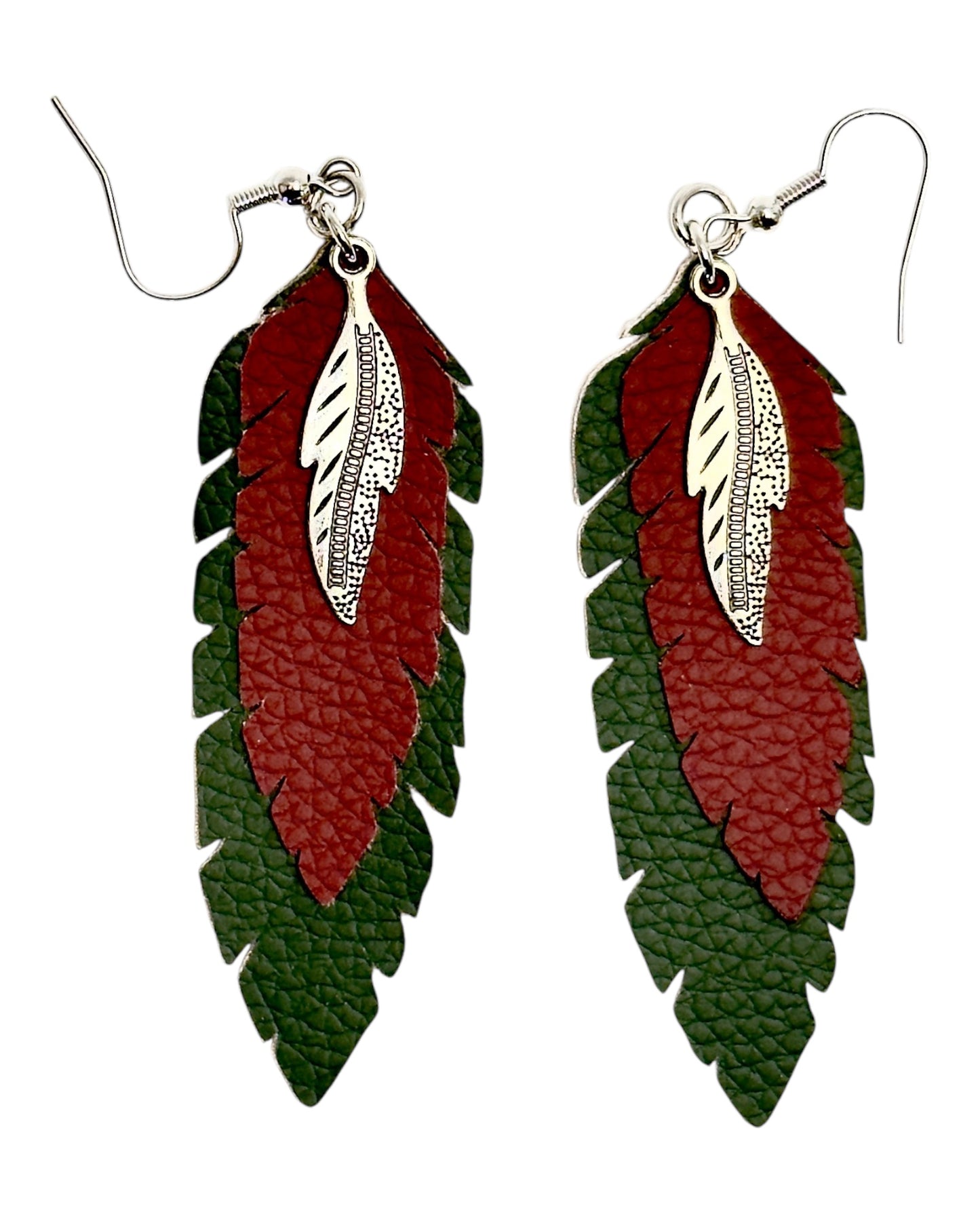 Faux Leather Feather Earring