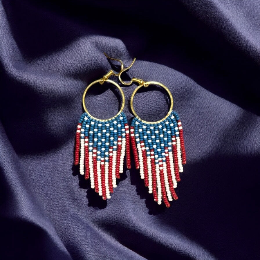 Gold hoop with Patriotic fringe