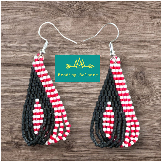 Matte Black, Red and White looped Fringe